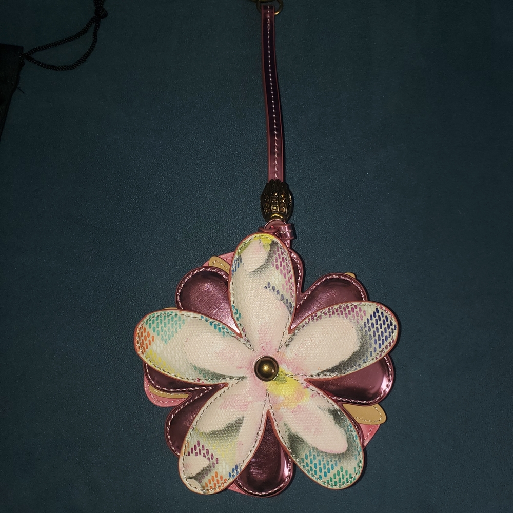 Kurt Geiger Pink and Multicolor Floral Key Holder Or Purse Charm